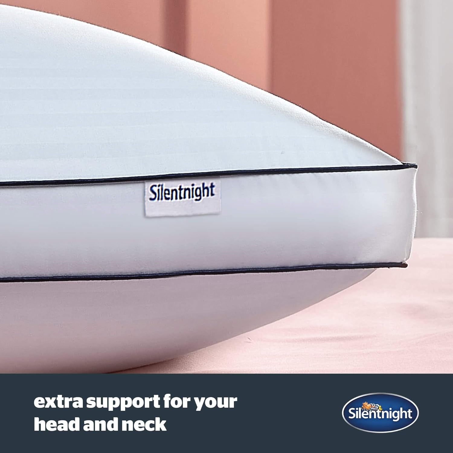 Pernă de susținere Silentnight Luxury Hotel Collection - pernă de susținere a spatelui și laterală de calitate hotelieră cu design cu pereți de cutie pentru susținere suplimentară a capului, gâtului și umerilor - 1 buc Perne standard Naty Shop
