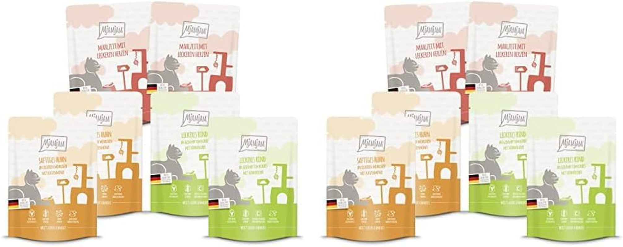 Mjamjam - 300G Pouchbag Mixpack 1 - Hrană umedă premium pentru pisici, mese delicioase pentru pisica ta 6 X 300G