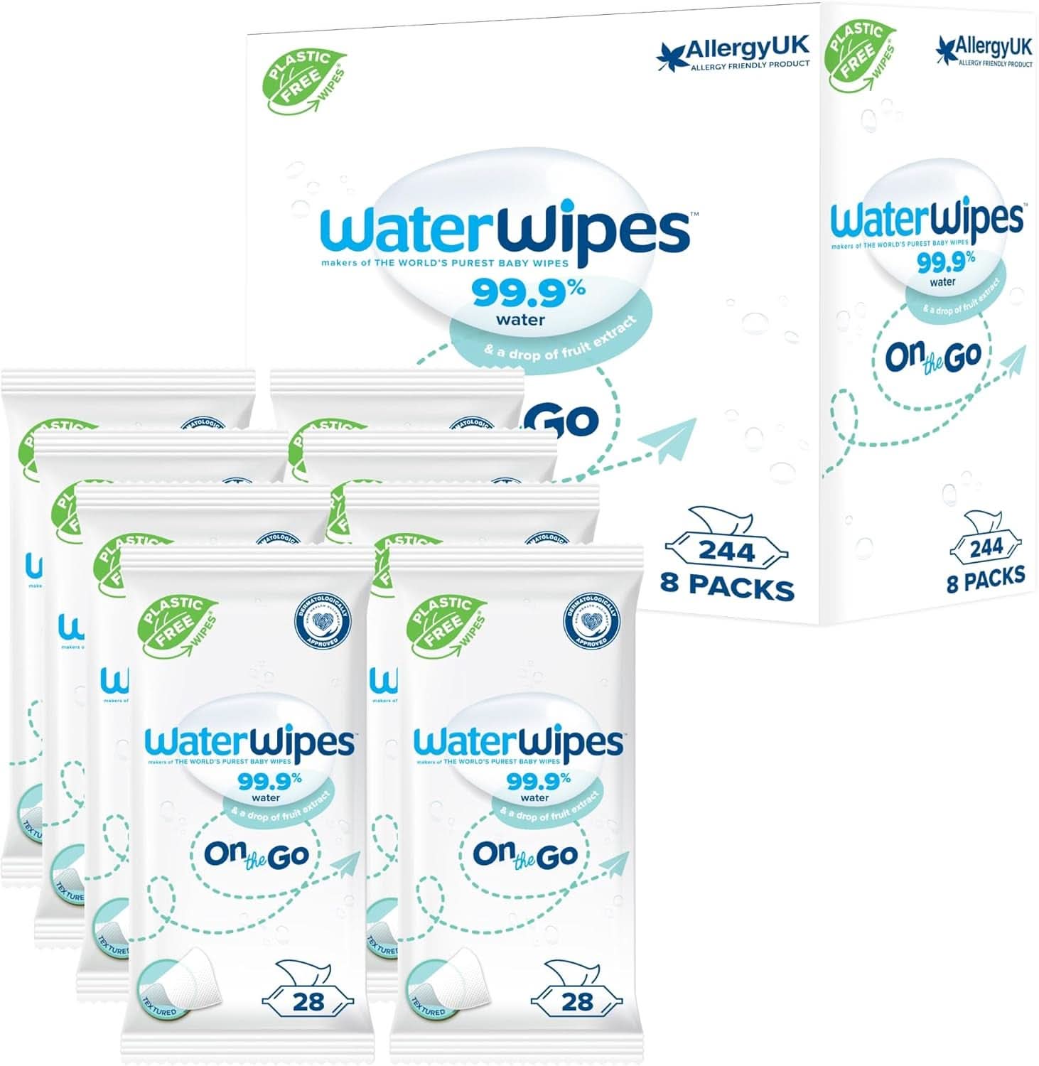 Waterwipes Șervețele pentru bebeluși hidratante și de curățare, cu 99% apă și extract de Aloe Vera, șervețele umede pentru față și corp Naty Shop