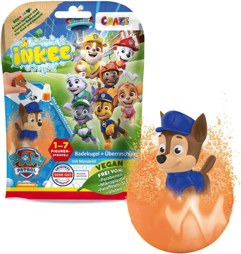 INKEE SURPRISE PAW PATROL, Bath bomb for children with surprise, cola flavor, foam effect, 80 grams Shower and bath Naty Shop Original Product