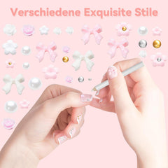 3D Nail Charms, Nail Art Charms Schleifen, Blumen Und Perlen, Nagel Charms Aus Harz, Nageldekorations Sets, DIY Charms NÀgel, NagelanhÀnger