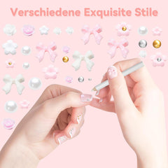 3D Nail Charms, Nail Art Charms Schleifen, Blumen Und Perlen, Nagel Charms Aus Harz, Nageldekorations Sets, DIY Charms NÀgel, NagelanhÀnger