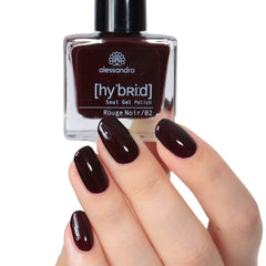 Alessandro Rouge Noir HYBRID Nail Polish - Dark Red-Black - Perfect nails in just 3 steps, without LED - lasts up to 10 days! 8 ml