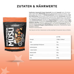 Layenberger 3K High Protein Muesli, 50% Eiweiß Und 18% Kohlenhydrate - Single Pack (1X 390 G) - Schoko-Nuss Cereale Naty Shop