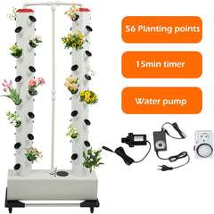 56 Capsules Hydroponic Grow System - Vertical Hydroponic Tower with 30L Water Tank, Garden Hydroponic Grow System, Herb Fruit Vegetable Aeroponic Grow Kit