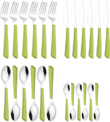 JANE cutlery, polished stainless steel 18/0, green plastic handles, 24 pieces Kitchen Naty Shop