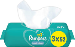 Pampers Fresh Clean Baby Wipes 81688041, 3x52 Pieces, (Baby Wipes, Plastic Bag, Girl/Boy, Turquoise, White, Germany, 896.7g)