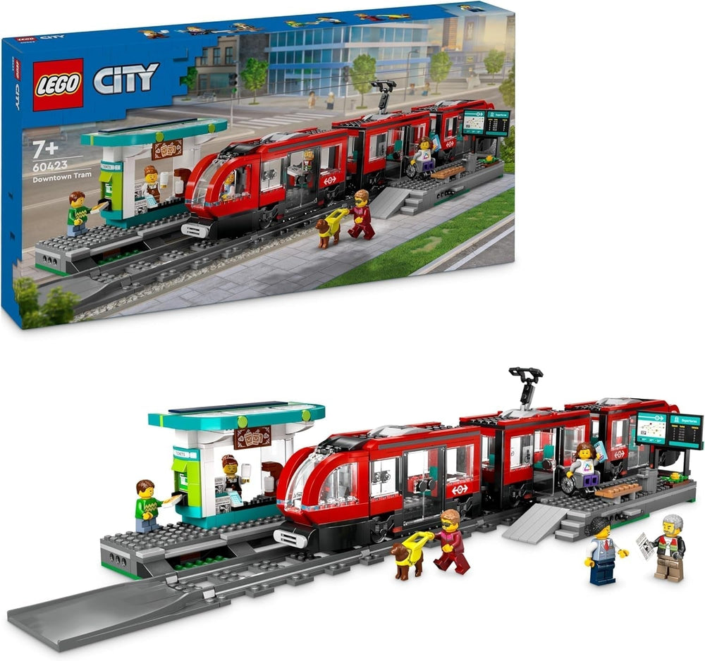LEGO City tram with station, gift idea for vehicle toy fans from 7 years old, with 6 minifigures and a guide dog for role-playing, building toy 60423 Building sets Besuche den LEGO-Store Default title