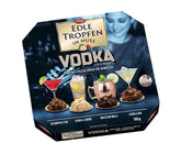 Edle Tropfen in Nuss Vodka Lounge 100g, liquid-filled chocolate pralines with milk chocolate glaze and crunchy pieces of hazelnut