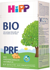 HiPP PRE organic infant milk (4 x 600g), from birth, contains only lactose as a carbohydrate, of the best organic quality
