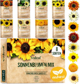 Sunflower seed set - 8 varieties of sunflower seeds - Sunflower seeds in a practical planting set - Summer flower seeds, wildflower mix - Flower seeds for planting