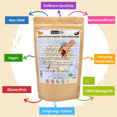 Dalia - Organic whole oat flour 500g | Gluten free | Rich in fiber and protein Origin: Italy | For bread, cakes, porridge and fitness recipes | Premium quality