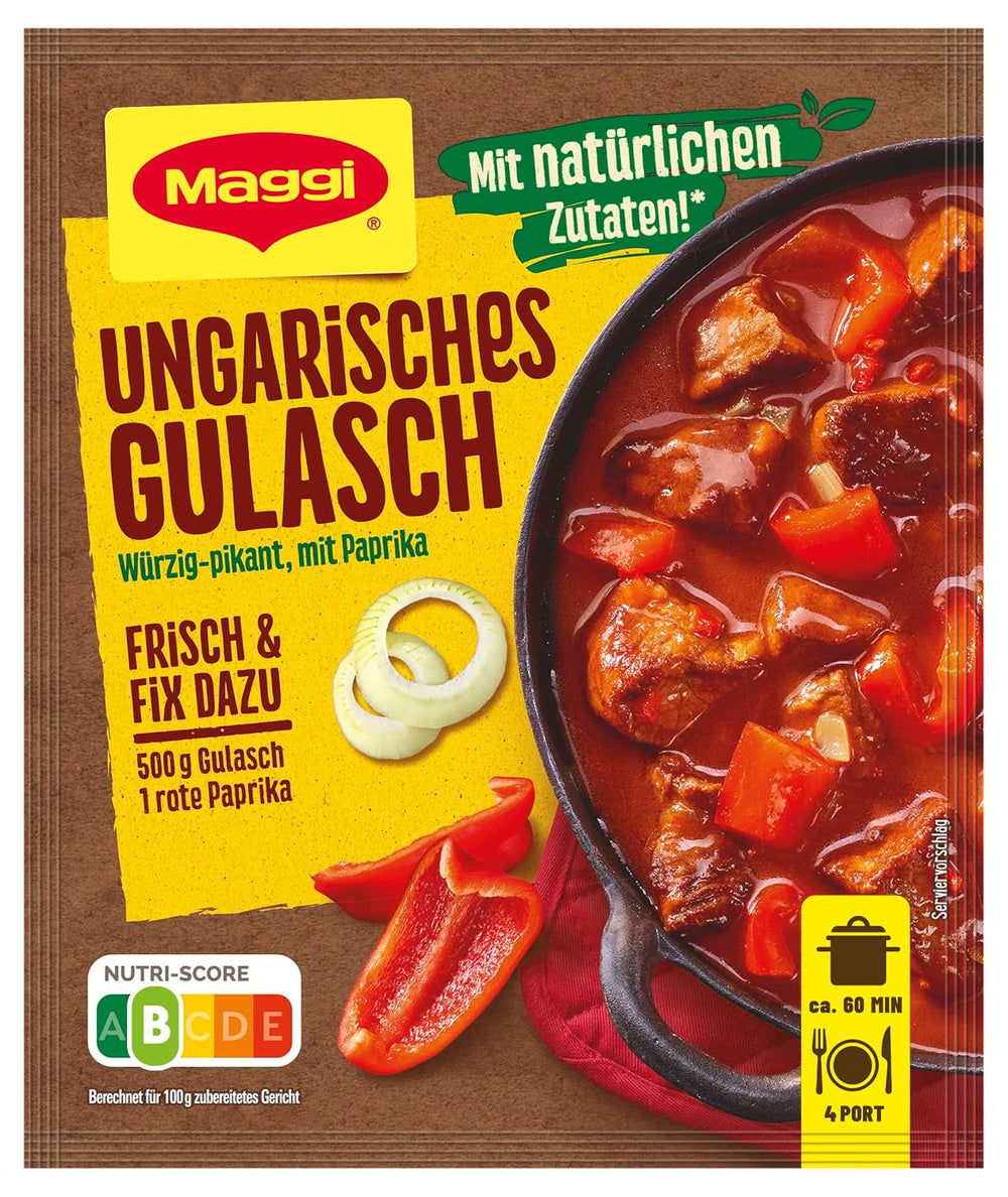 MAGGI Fix for Hungarian Goulash, Würzmischung, mit natürliche Ingredient*, for 4 portions, 1er Pack (1 x 56g Packung)