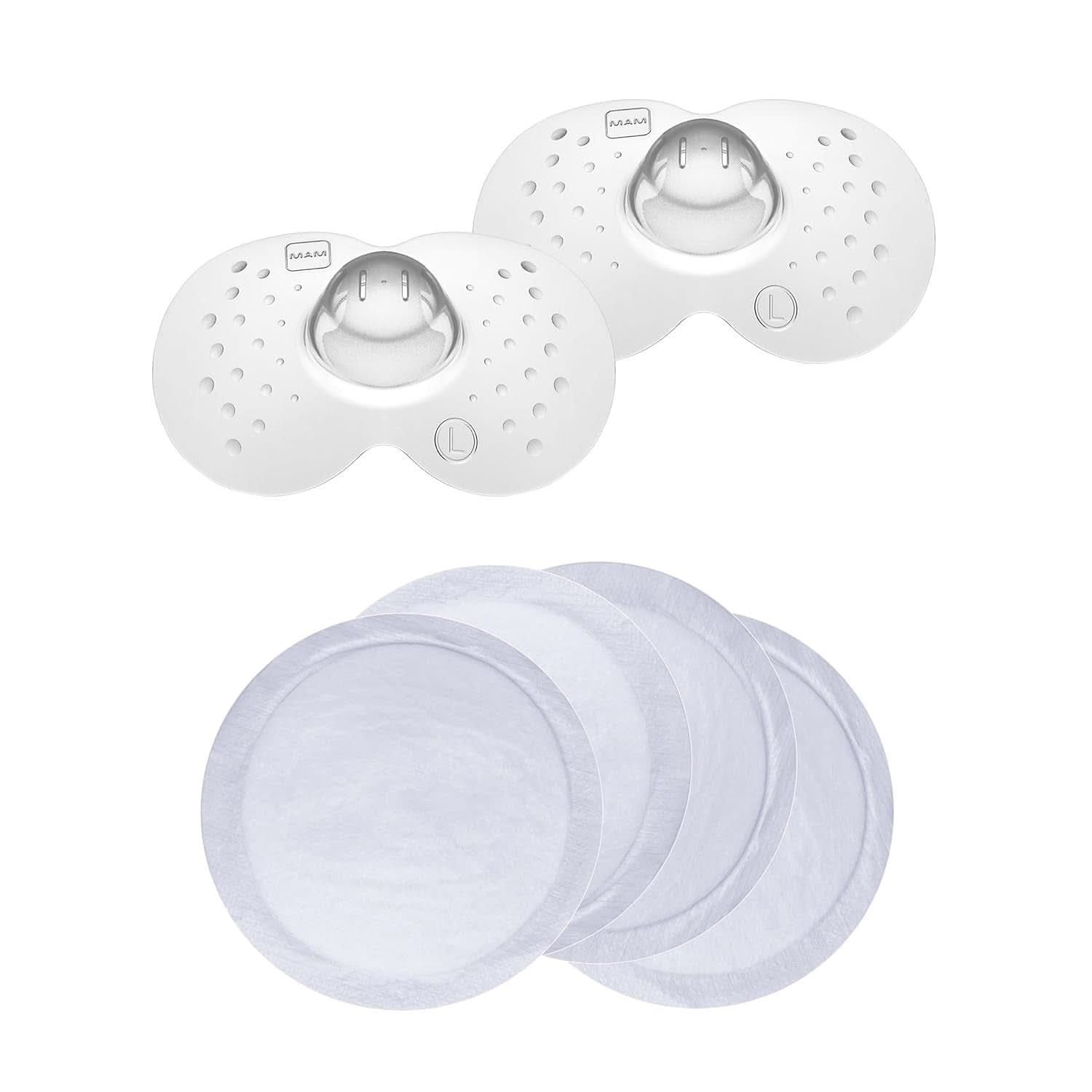 MAM Stillhütchen Größe M (Ø 20 Mm) Im 2Er-Set, Extra Weiche Brusthütchen Zum Schutz Beim Stillen, Brustwarzenschutz Für Maximalen Hautkontakt Zwischen Mutter Und Kind Accesorii Hrana si Alaptare Bebe Naty Shop Single Größe L + Stilleinlagen