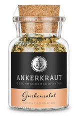 Ankerkraut Gurkensalat, 60 g in a cork glass, Würze Gherken-Salat Ganz Einfach, Zuckerfrei und Ohne Gesmackverstärker, Mischung würzender Ingredient für Salat