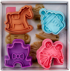 Set de forme de biscuiți cu tematică de bebeluși și ejector, 4 piese, plastic, multicolore, 13 x 13 x 4 cm, 4 unități