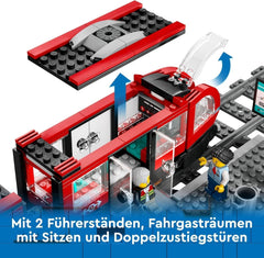 LEGO City tram with station, gift idea for vehicle toy fans from 7 years old, with 6 minifigures and a guide dog for role-playing, building toy 60423 Building sets Besuche den LEGO-Store