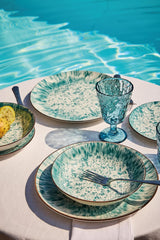 Kalos, set de veselă pentru 6 persoane, 18 piese, porțelan, albastru deschis