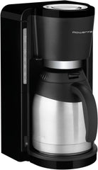 Espressor cu filtru Rowenta Adagio, carafă termică din oțel inoxidabil, menține cafeaua caldă până la 4 ore, capacitate 10-15 cești, capacitate 1,25 l, coș filtru detașabil, oprire automată, negru, CT3818