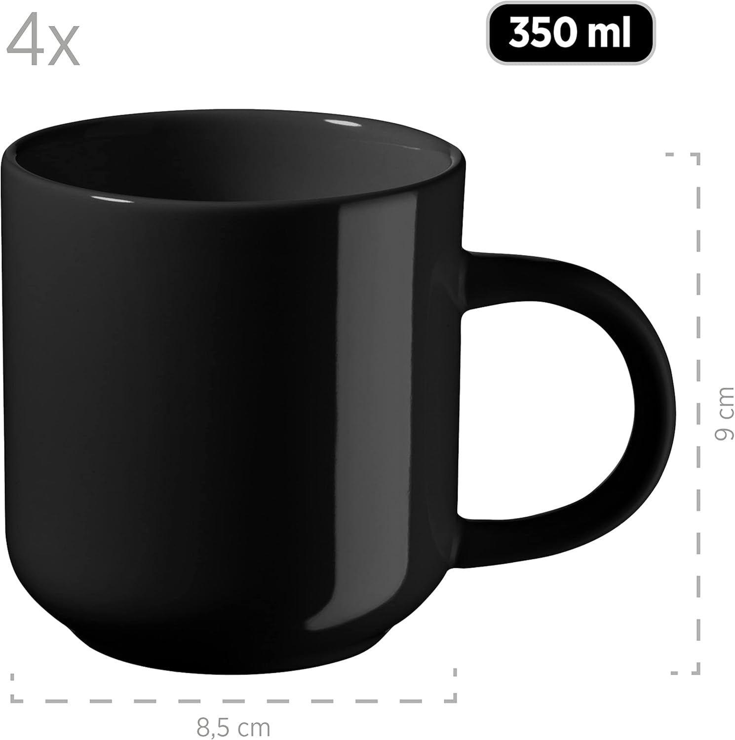 MÄSER 931961 Serie Alenia, Geschirr Set Für 4 Personen in Modernem Skandinavischem Design, 16-Teiliges Kombiservice Aus Keramik in Schwarz, Steinzeug Seturi vesela masa Naty Shop