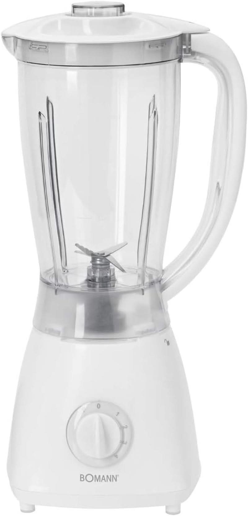 Bomann 378 CB Universalmixer Zum Pürieren, Schlagen, Zerkleinern, Shaken Und Mixen, Ice Crush-Funktion, Kraftvoller 500 Watt-Motor, Abnehmbarer Mixbehälter Mit 1.5 Liter, Edelstahlmesser, Weiß, UM 378 CB Kitchen Naty Shop