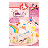 Pixuri colorante alimentare RUF, set de 8 pixuri colorante alimentare sigure pentru pictat și scris pe fondant și altele asemenea, pixuri cu zahăr cu 2 vârfuri fiecare