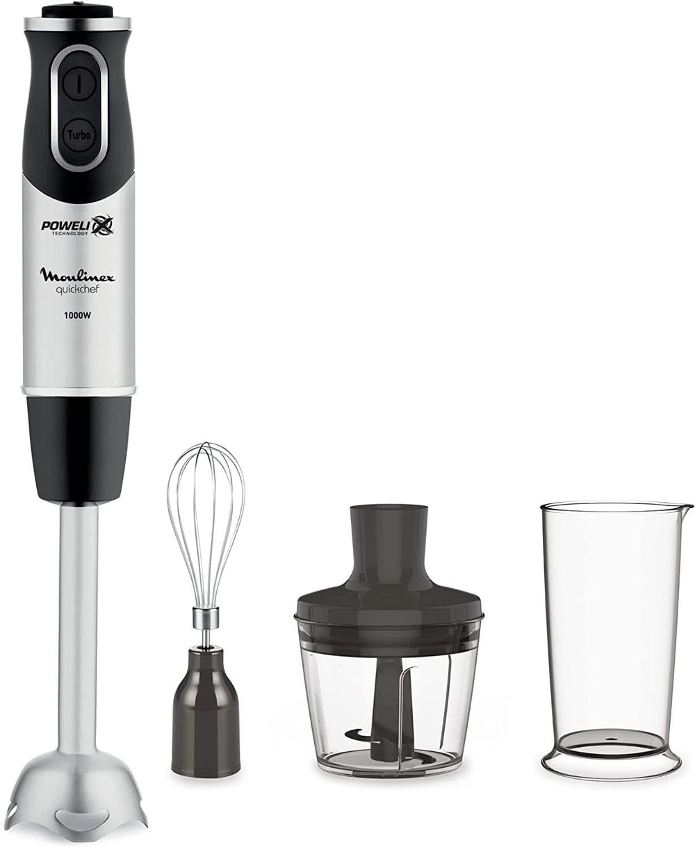DD6558 DD655810 Quickchef 3-In-1 Tauchmixer, Powelix-Technology, 3 Zubehörteile, Edelstahl, Stahl/Schwarz Kitchen Naty Shop
