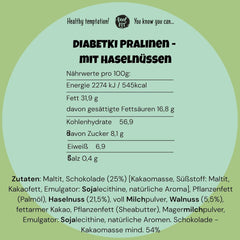 DIABETKI hazelnut pralines, sugar-free chocolate, delicious sweets for conscious and diabetic consumers, gluten-free and vegetarian snacks 100g