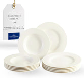 Vivo by Villeroy & Boch Basic White Tafelservice 12 Teilig Weiß, Teller Set, Weißes Geschirr, Geschirrset 6 Personen, Essservice, Speiseteller, Suppenteller, Spülmaschinenfest, Premium Porzellan Seturi vesela masa Naty Shop Single 12 Stück (1Er Pack)