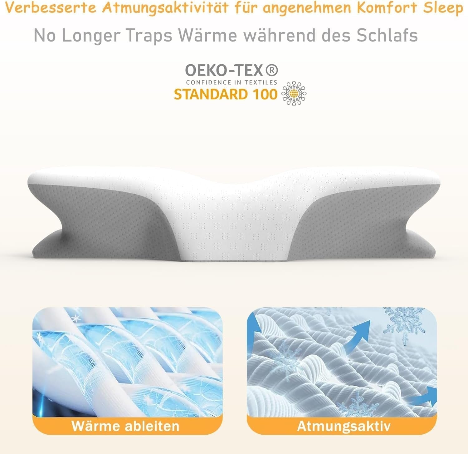 Pernă cervicală din spumă de memorie ergonomică pentru gât cu capac detașabil, lavabil, pentru somn ortopedic, dureri de gât și dureri abdominale (55X35X13 Cm) Perne ortopedice cervicale Naty Shop