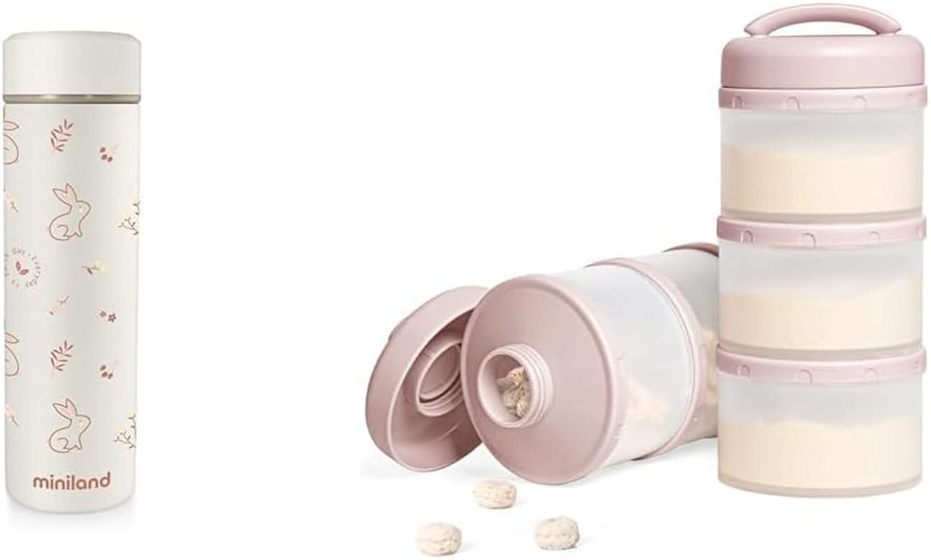 Miniland NATUR THERMOS BUNNY - termos, 450 ml pentru alimente pentru copii, multicolor Accesorii Hrana si Alaptare Bebe Naty Shop Pachet cu lapte praf Orange Natur Thermos Bunny