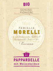 BioGourmet Pappardelle with Wheat Germ - Organic Wide Pasta for Stews and Sauces - with Extra Nutrients | 500 g Organic and Vegan