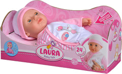 Simba 105140020 - My Love Baby Talk Soft Body Doll with Sleepy Eyes in Cute Dress Makes 24 Baby Sounds 30cm Baby Doll from 2 Years White Pink Naty Shop Dolls