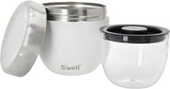 Bol pentru mâncare Eats 2 în 1 cu capac cu șurub, 636 ml, piatră de lună, sticlă pentru mâncare izolată triplu și etanșă pentru până la 11h rece/7h caldă în timpul călătoriilor Cutii depozitare alimente Naty Shop