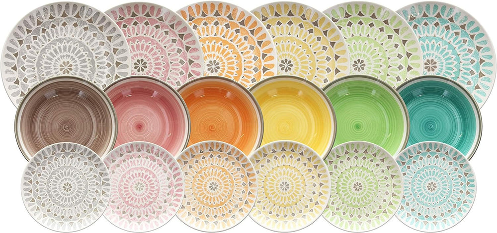 LS17018M064 Kapstadt Geschirrset, 18-Teilig, Keramik, Mehrfarbig, Rund, 8489 Gramm Seturi vesela masa Naty Shop Single