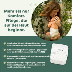 Naty BioEmbrace Baby Diapers, Size 3 (4–9 kg) | 100% plant-based materials, gentle on the skin | Breathable softness, dermatologically tested, excellent absorption | 100 pcs.