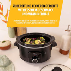 Tristar VS-3915 slow cooker, stainless steel ceramic pot with 2 heat settings and keep warm function, 3.5 L Slow Cooker Naty Shop