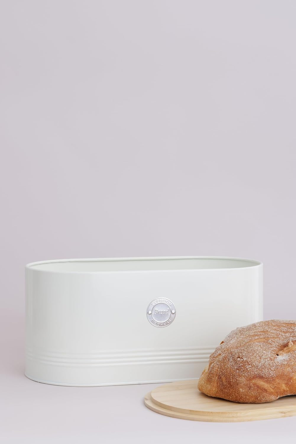 , "Living" coș pentru pâine din oțel inoxidabil, de culoare crem, cu capac din bambus, crem Cutii depozitare alimente Naty Shop