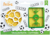 , 0255048 Set de forme pentru biscuiți cu tematică de fotbal, Formă de minge + Formă de teren de fotbal, Setul ideal pentru realizarea de decorațiuni din fondant sau cauciuc, Fabricat în Italia, Design original. Pachet de 2.