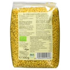Organic yellow lentils, 500g