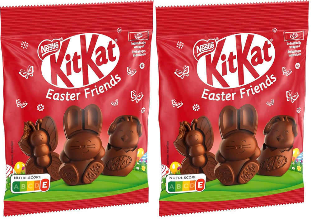 NESTLÉ Prietenii de Paște, mini figurine de Paște din ciocolată cu lapte cu bucățele crocante, pachet de 2 (1 x 65g)