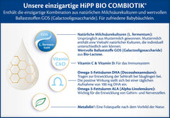 HiPP 2 Organic Combiotik (4 x 600g), follow-on milk after 6 months, with starch, natural cultures of lactic acid, GOS, Omega-3 (DHA, ALA), of the best organic quality