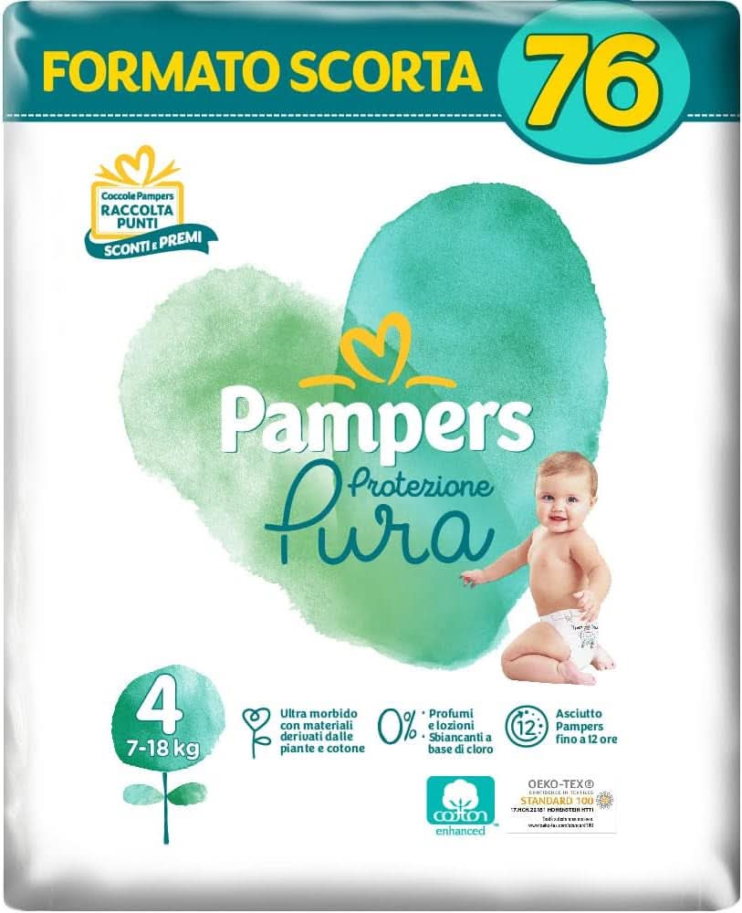 Pampers Naturello, 76 diapers with cotton and natural plant materials, 0% fragrance, size 4 (7-18 kg) Mother and Baby Naty Shop 4 (76 pcs)