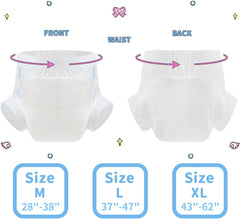 CutiePlusU Adult Diapers, 10 Pack Disposable Incontinence Panties with Loops for Women and Men, Maximum Absorbency Overnight - White (Medium Size 71-96cm)