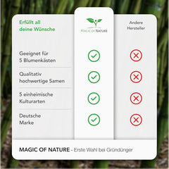 Magic of Nature Balcony Box Mix - 10g Seeds - Bee Friendly Plants - Easy to Use - Bee Paradise - 5 Native Cultivated Species - Suitable for Flower Boxes and Planters