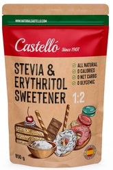 Stevia + Erythritol 1:2 Süßstoff | 1G = 2G Zucker | 100% Natürlicher Zuckerersatz - 0 Kalorien - 0 Glykämischer Index - Keto Und Paleo - 0 Netto-Kohlenhydrate - Kein GVO - Castello since 1907 - 850 G Sweeteners Naty Shop Default Title