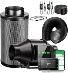 VIVOSUN 100mm AeroZesh G4 Smart Inline Fan/Exhaust Kit with GrowHub E42A+, Temperature and Humidity Controller, WiFi/App Remote Control, Activated Carbon Filter and Hose for Grow Tents and Hydroponics