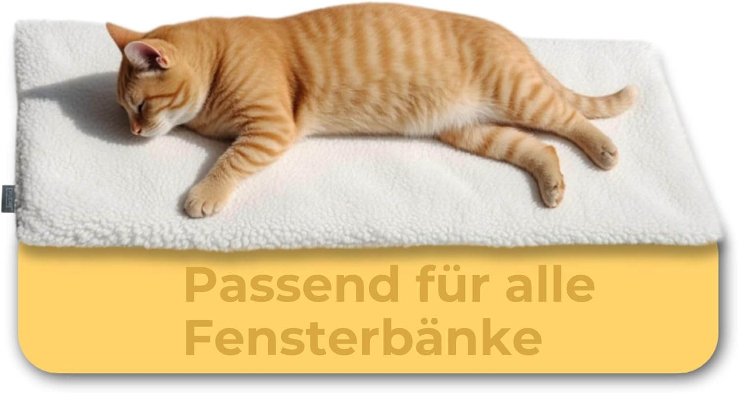 Pătură autoîncălzitoare pentru pisici Piupet, pentru pervazul ferestrei | Pat pufos pentru pisici | Pat pentru pisici de pe pervazul ferestrei | 90 x 25 cm | Bej