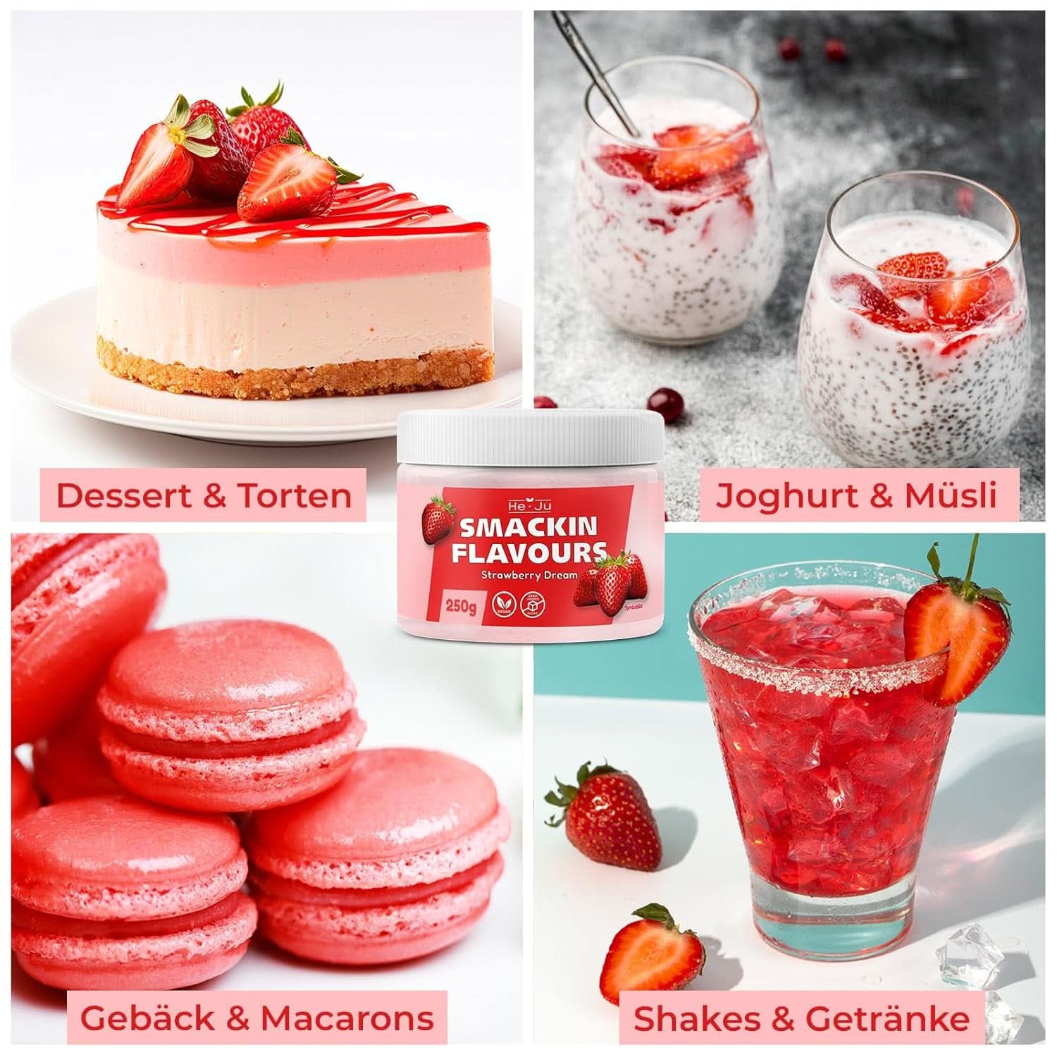 He-Ju, Pudră cu aromă de căpsuni, 250 grame Arome Naty Shop