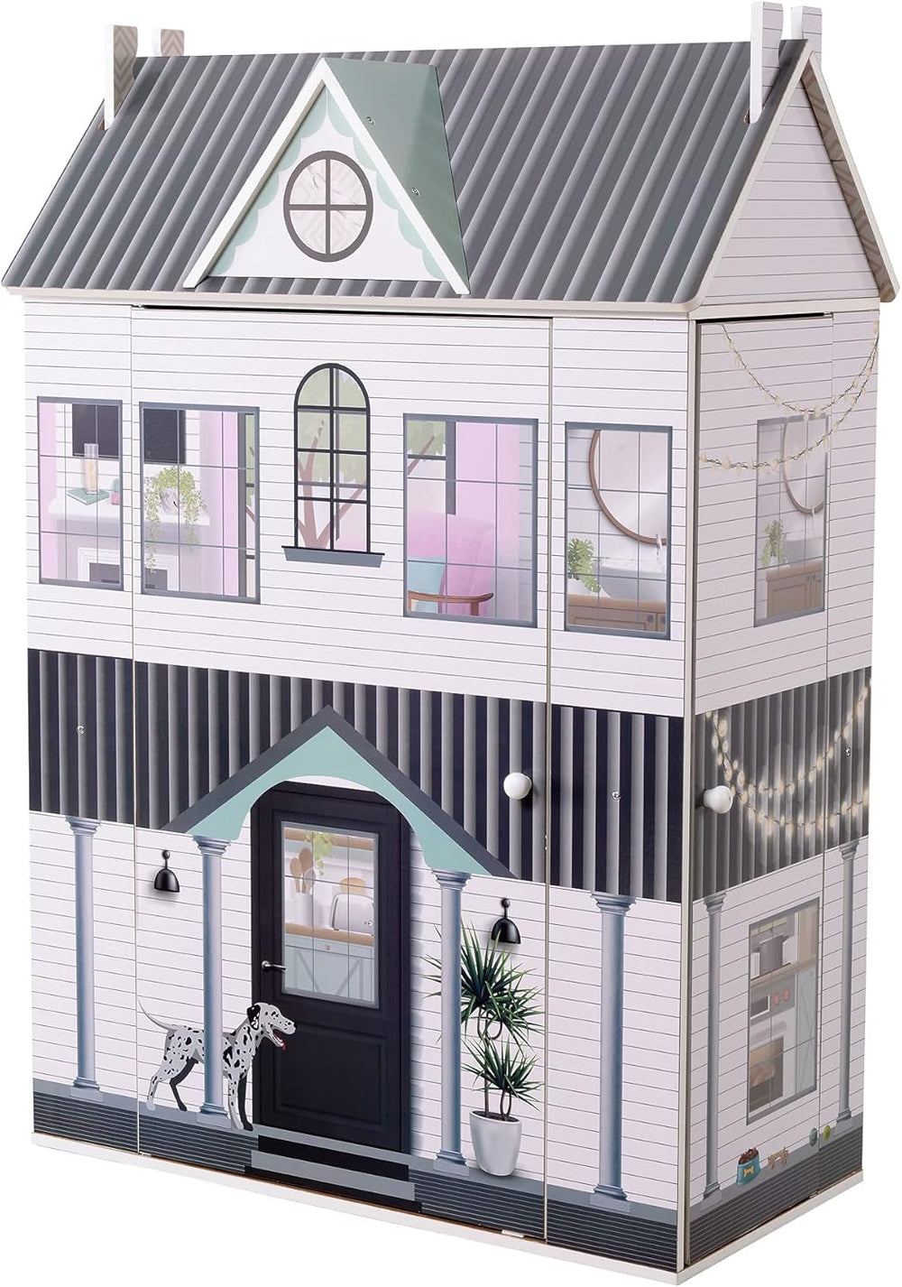 Olivia'S Little World Dreamland Farmhouse Kids Interactive Wooden Dollhouse 3 etaje cu 13 accesorii de mobilier pentru păpuși alb TD-13632A Casute de papusi Naty Shop Titlu implicit